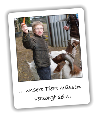 ... unsere Tiere müssen          versorgt sein!